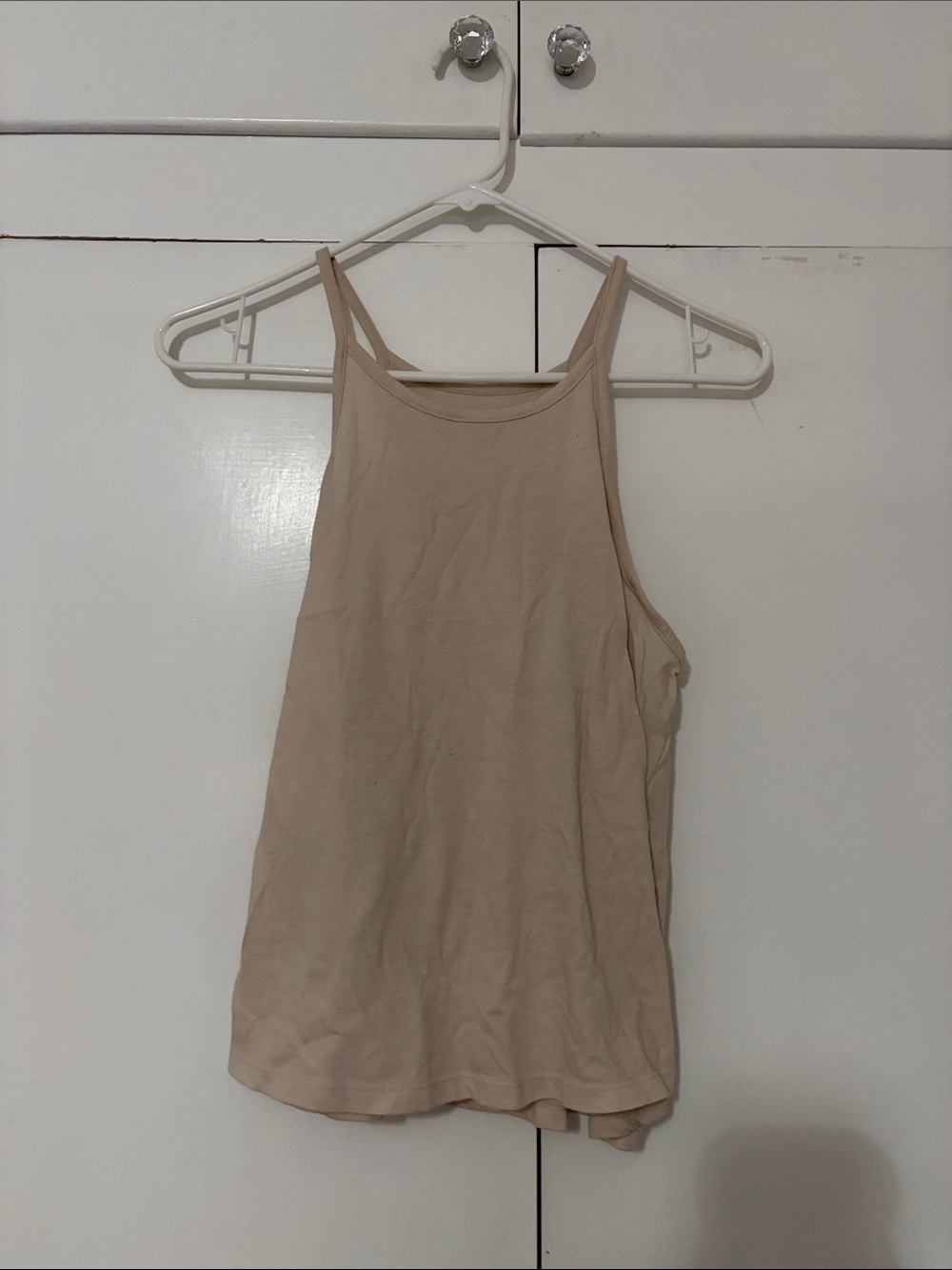 Old Navy Light Beige Ribbed High-Neck Tank Top